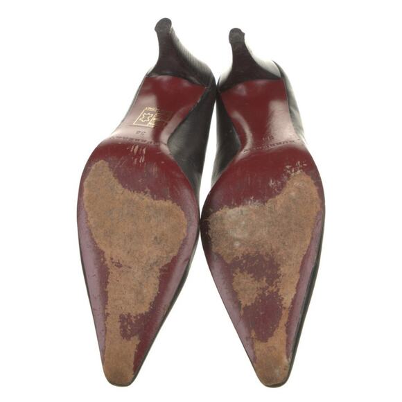 Vintage Burberry Novacheck Black Leather Heeled Pump EU 38/US 8 - Picture 5 of 5